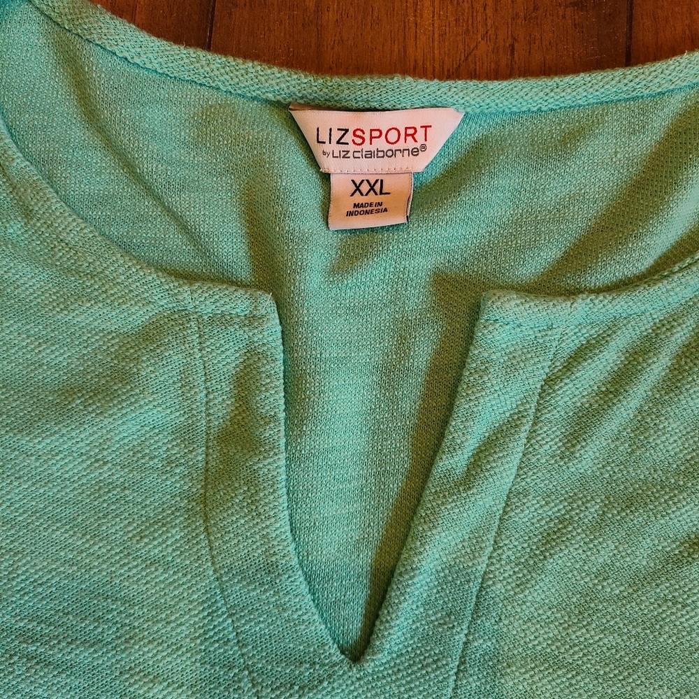 LizSport Knit Tunic - Kangaroo Pocket Split Neck - Picture 2 of 3